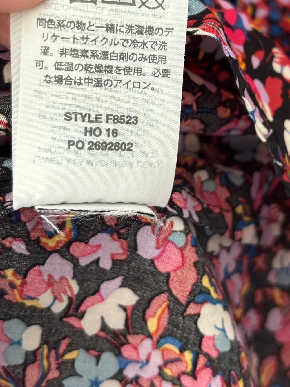 J. Crew Liberty Floral Print Sarah Button Down Front Neck Tie Preppy Black Pink - Picture 12 of 12